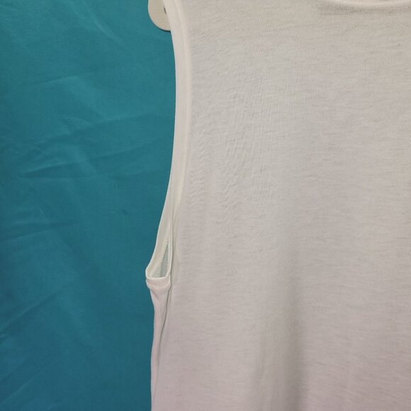 Theory Womens Sleeveless White Top With Pleated Hem - Size L - Picture 3 of 12